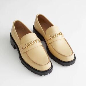 & Other Stories Cream Loafers with Chain Accent